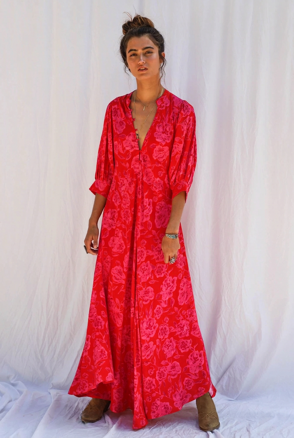 Electro Floral Saloon Maxi Dress