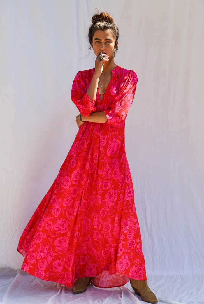 Electro Floral Saloon Maxi Dress