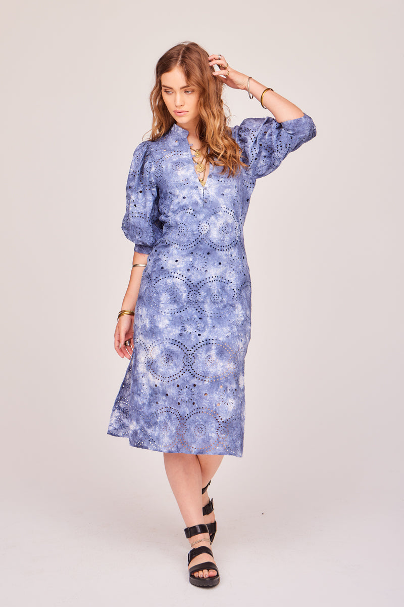 gatsby blue dress Prosperina Gatsby Scalloped Swing Dress In Blue Stripe