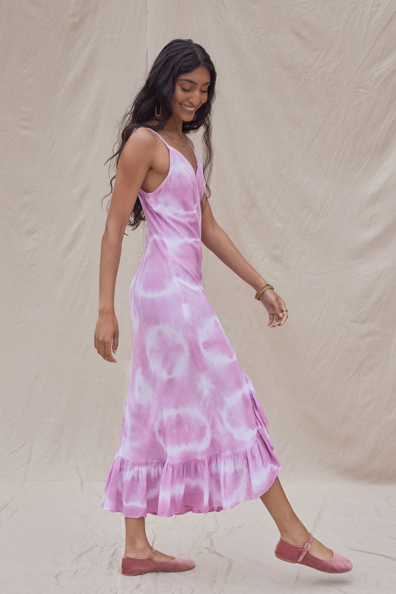 pink tie dye slip dress Vintage Y2K Victoria's Secret Silk Pastel Pink Tie Dye Slip Dress