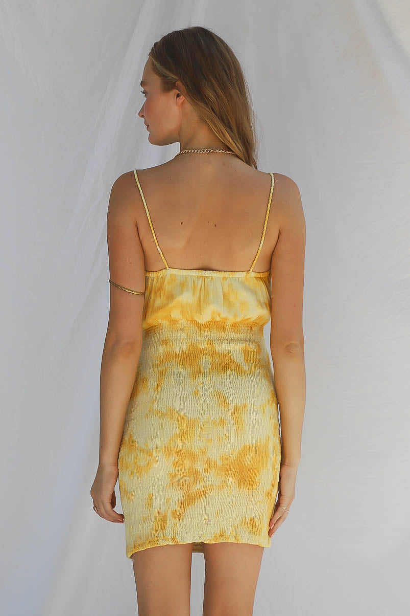 tie dye mini dress Willow FINAL SALE Tie Dye Tie-Dye Mini Dress with Notched