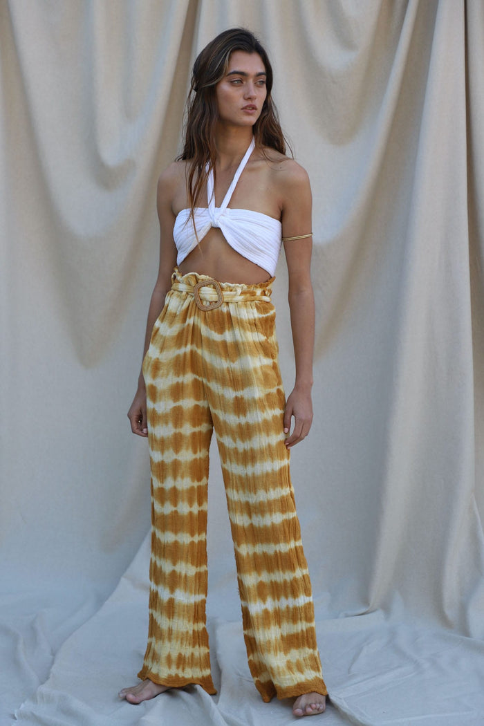 gauze taro pant in whiskey tie dye
