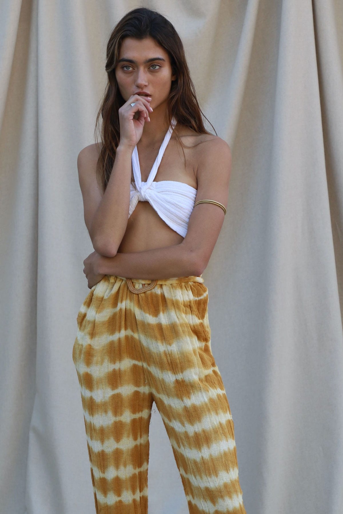 high rise gauze pant